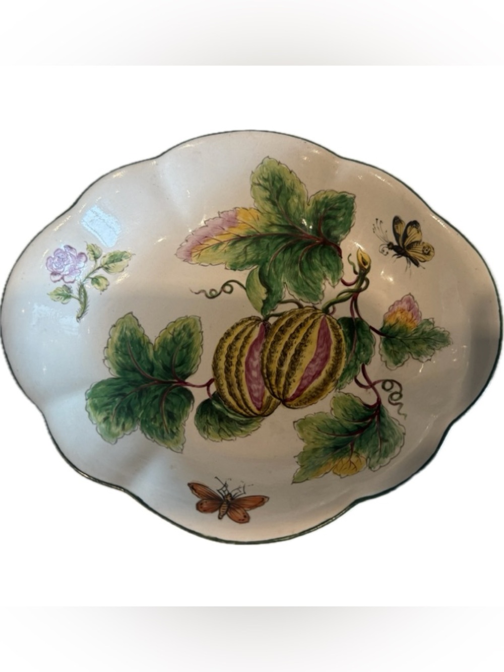 VTG Mill Pond House Italy Hand-Painted Ceramic Bowl~Botanical Melon | Butterfly